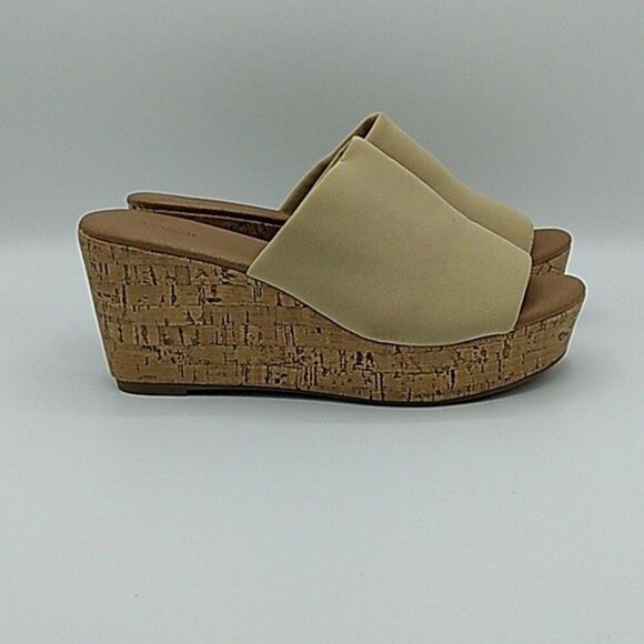 Sonoma Platform Wedges Size 7M 7 Medium Sandal Slip On Shoes Neutral - Picture 1 of 10